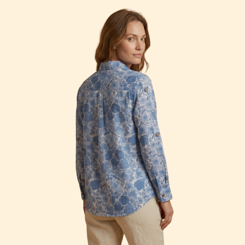 Women’s Floral Blouse with Front Buttons