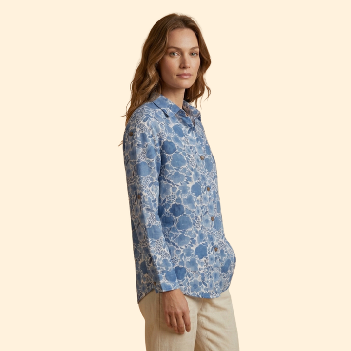 Women’s Floral Blouse with Front Buttons