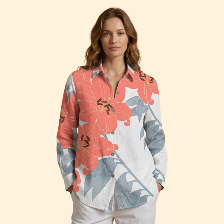 Women’s Floral Blouse with Front Buttons