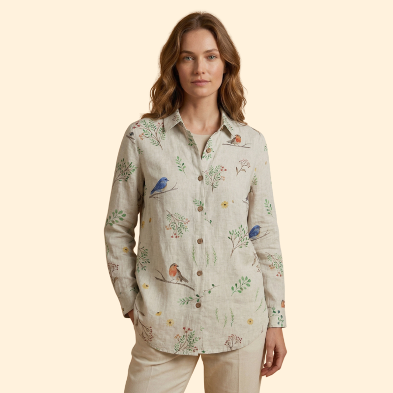 Women’s Floral Blouse with Front Buttons