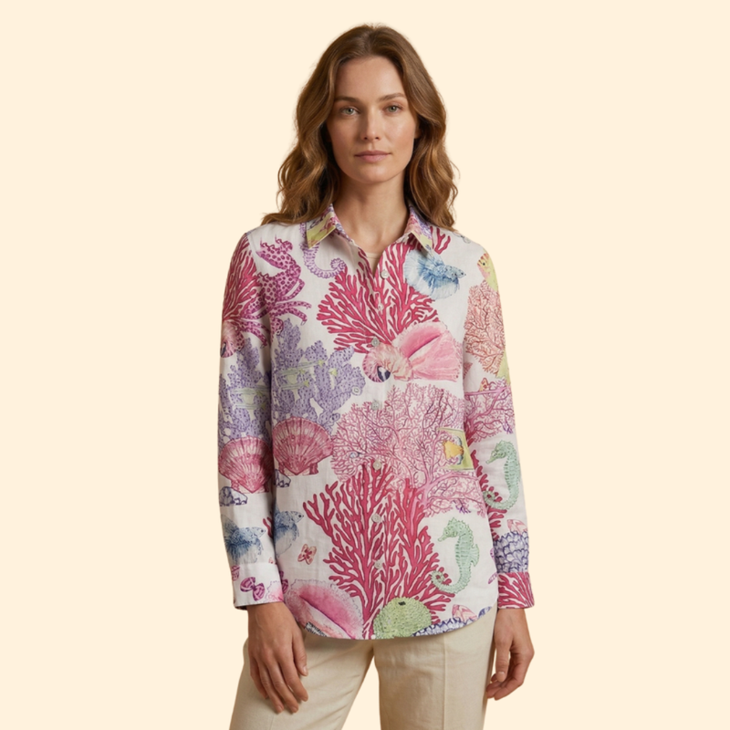 Women’s Floral Blouse with Front Buttons