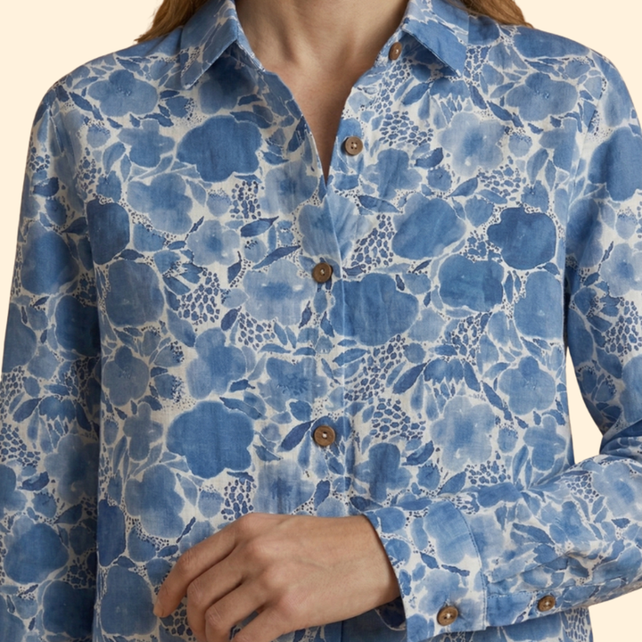 Women’s Floral Blouse with Front Buttons