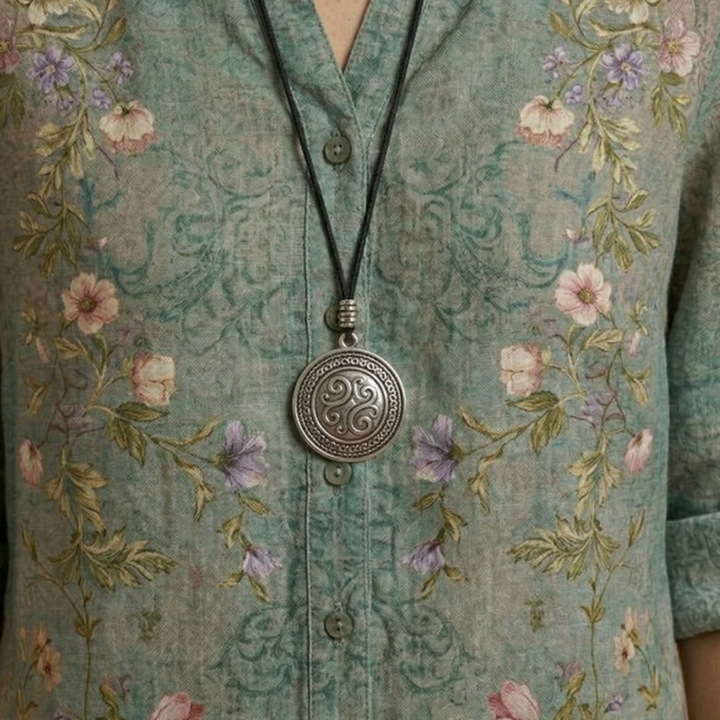 Women’s Floral Blouse with Three-Quarter Sleeves
