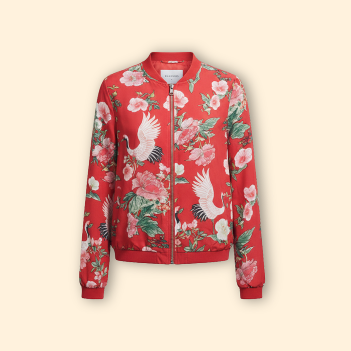 Women’s Bomber Jacket with Floral Print Design
