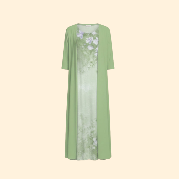 Women’s Floral Dress with Lightweight Cardigan