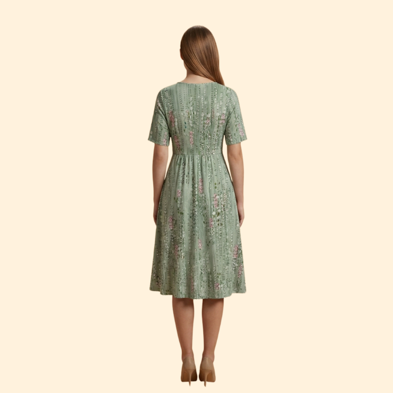 Women’s Floral Dress with Ruched Waistband