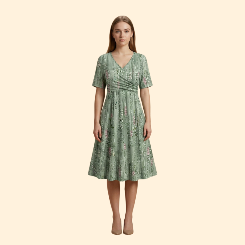 Women’s Floral Dress with Ruched Waistband