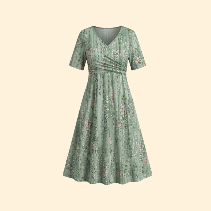 Women’s Floral Dress with Ruched Waistband