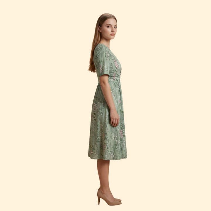 Women’s Floral Dress with Ruched Waistband