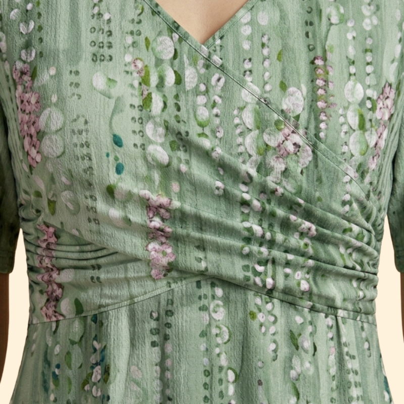 Women’s Floral Dress with Ruched Waistband