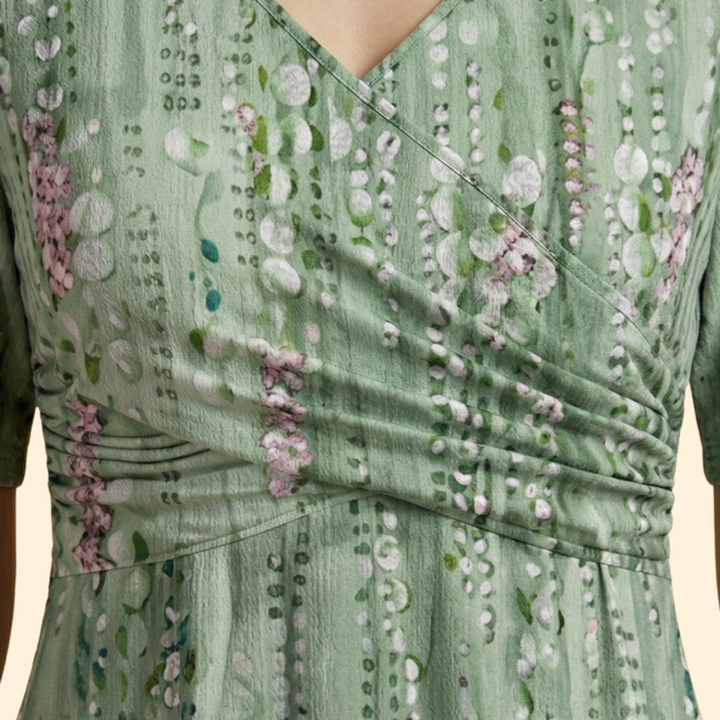 Women’s Floral Dress with Ruched Waistband