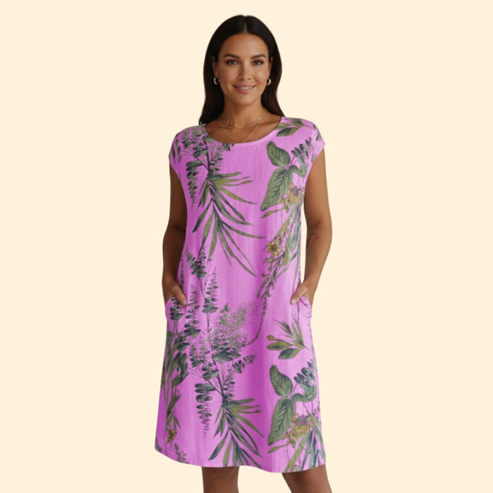 Women’s Floral Dress with Short Sleeves