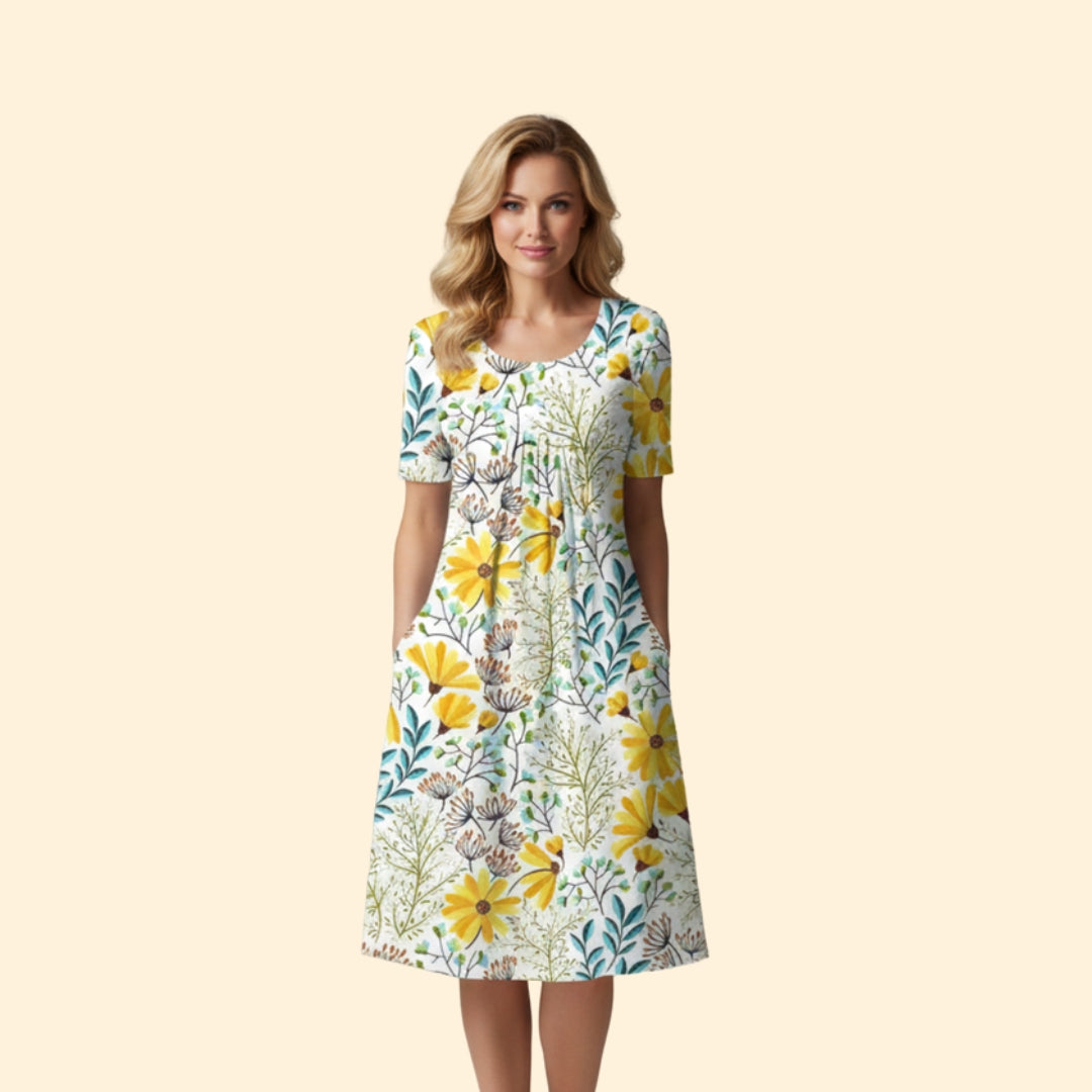 Women’s Floral Dress with Side Pockets