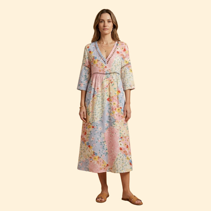 Women's Floral Dress with V-Neck