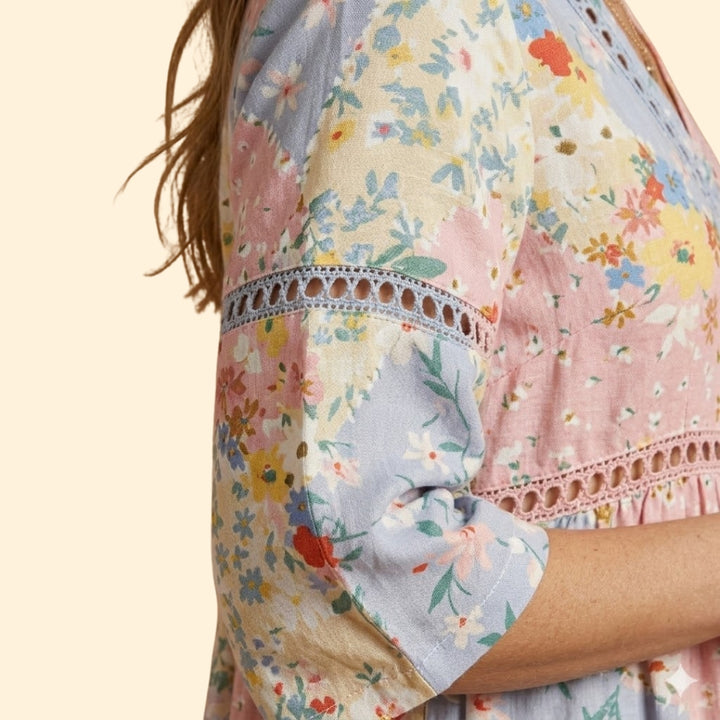 Women's Floral Dress with V-Neck