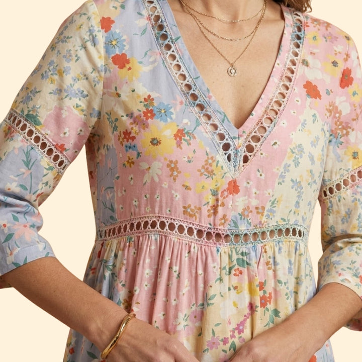 Women's Floral Dress with V-Neck