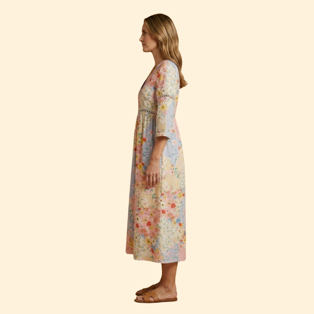 Women's Floral Dress with V-Neck