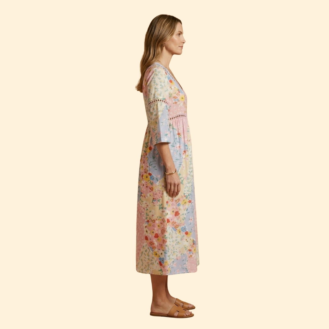 Women's Floral Dress with V-Neck