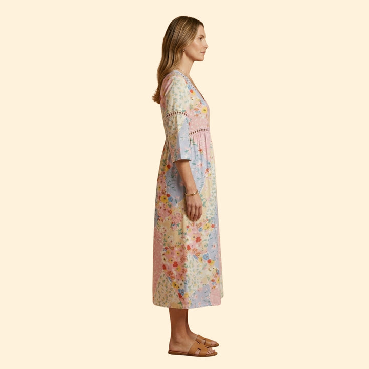 Women's Floral Dress with V-Neck