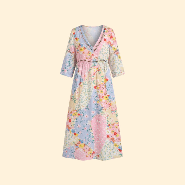 Women's Floral Dress with V-Neck