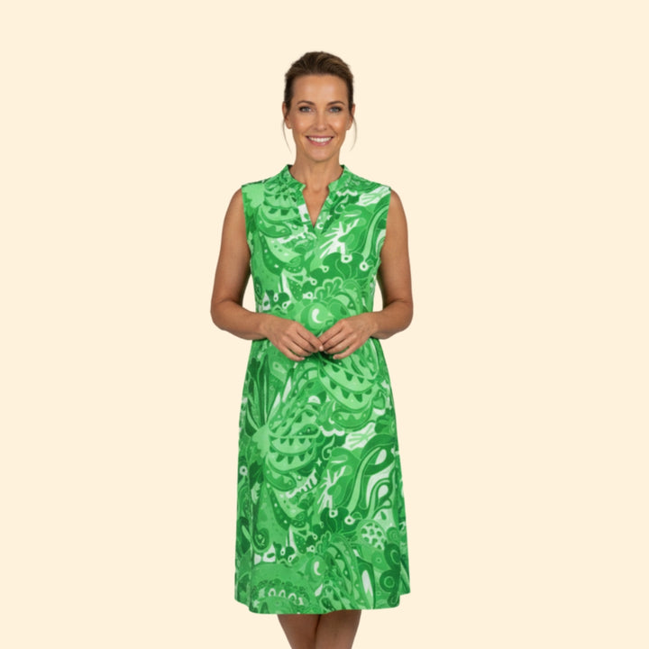 Women’s Floral Dress with V-Neck and Pockets