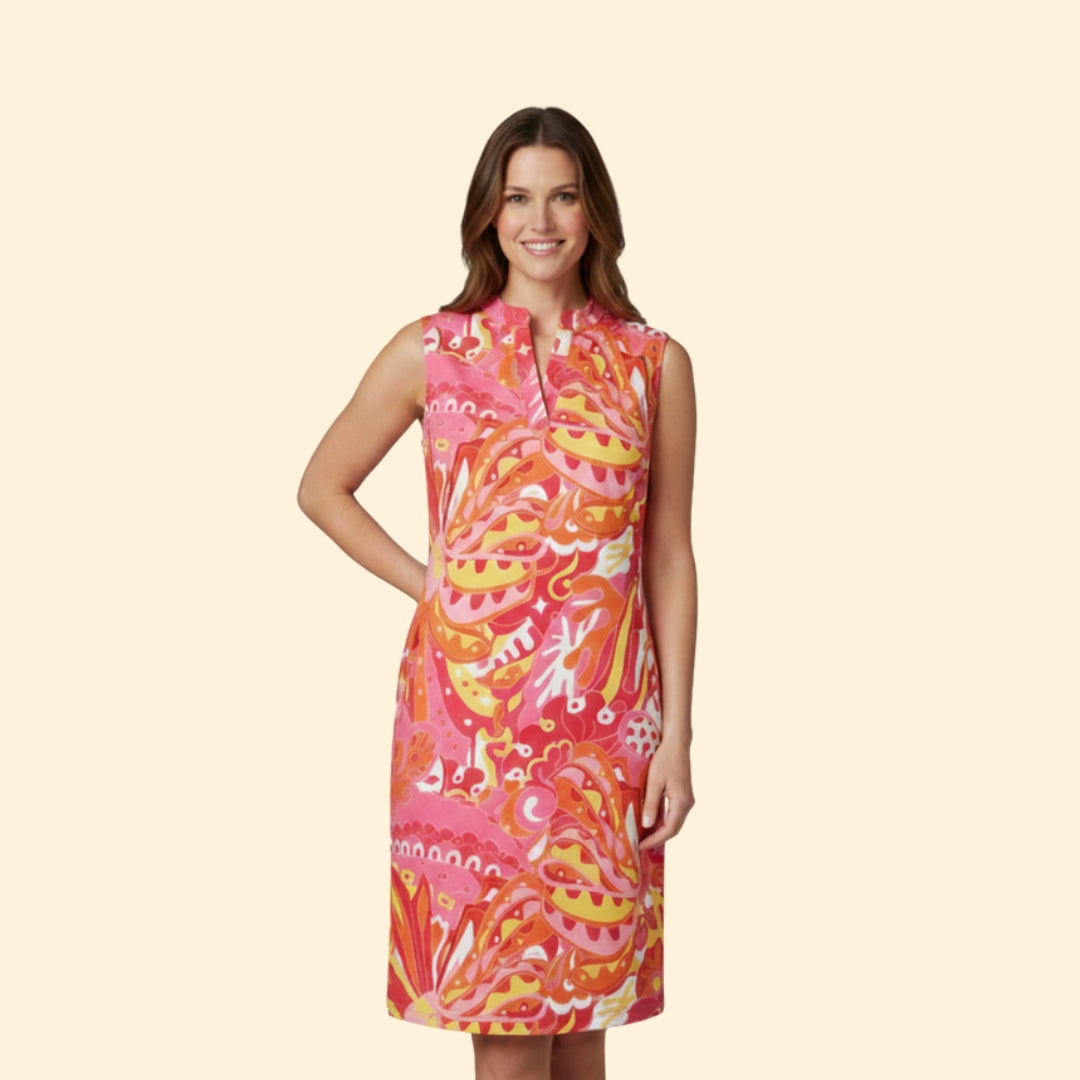 Women’s Floral Dress with V-Neck and Pockets