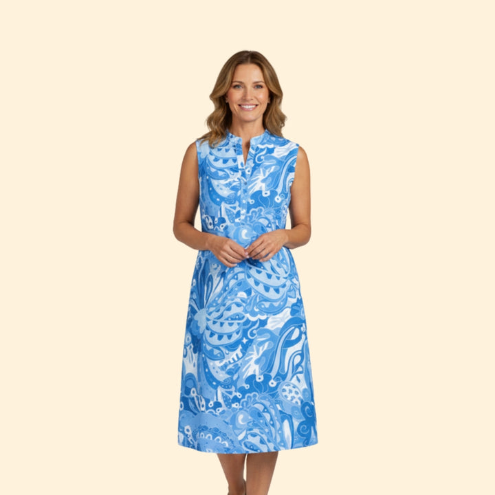 Women’s Floral Dress with V-Neck and Pockets