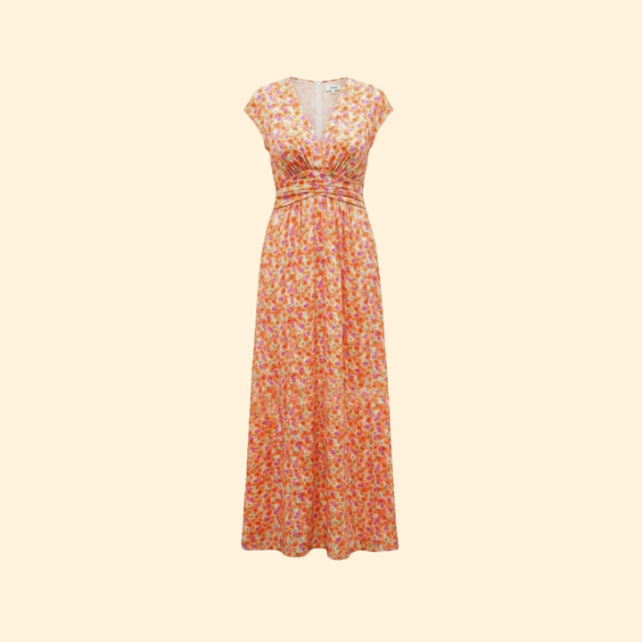 Women’s Floral Dress with V-Neck and Wrap Detail