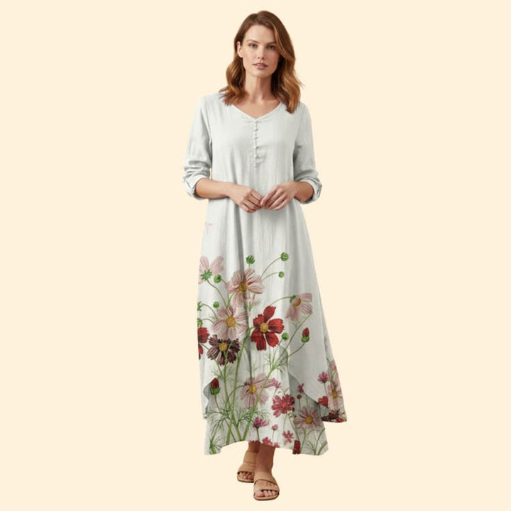Women’s Floral Dress with V-Neckline