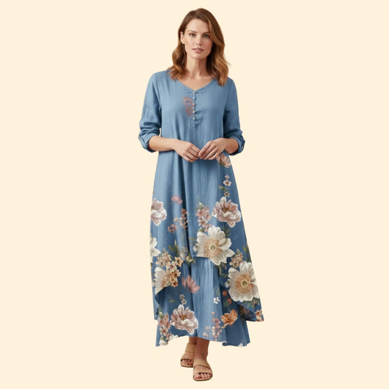 Women’s Floral Dress with V-Neckline