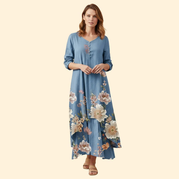 Women’s Floral Dress with V-Neckline