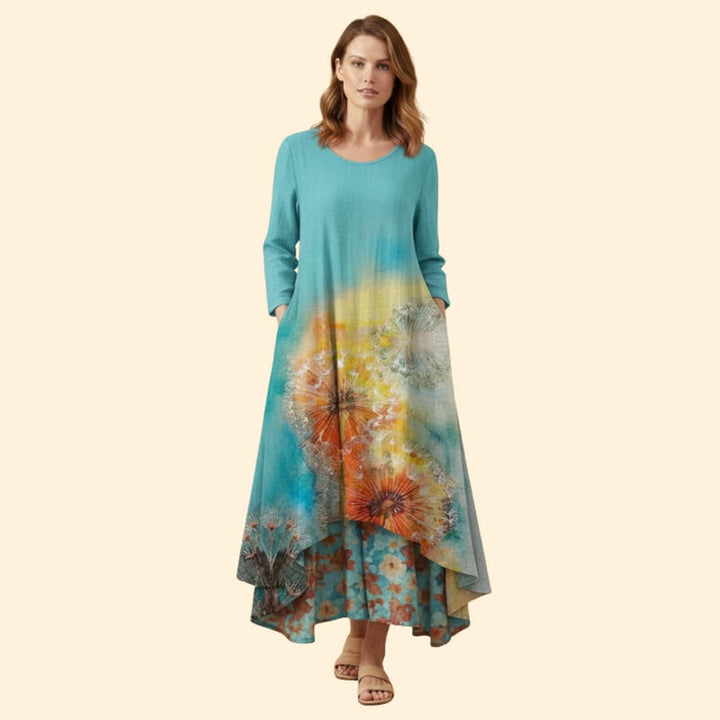 Women’s Floral Dress with V-Neckline