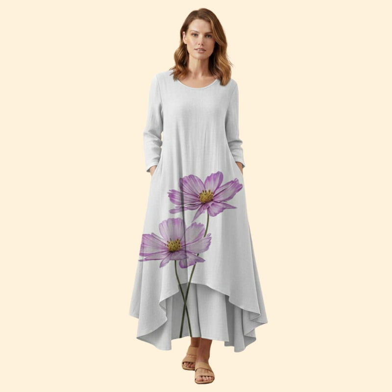 Women’s Floral Dress with V-Neckline