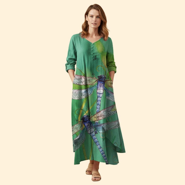 Women’s Floral Dress with V-Neckline