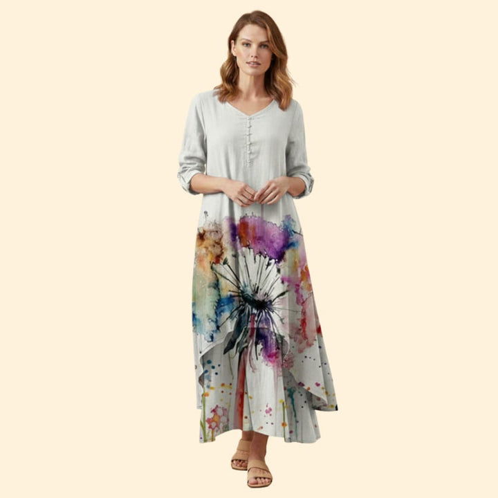 Women’s Floral Dress with V-Neckline
