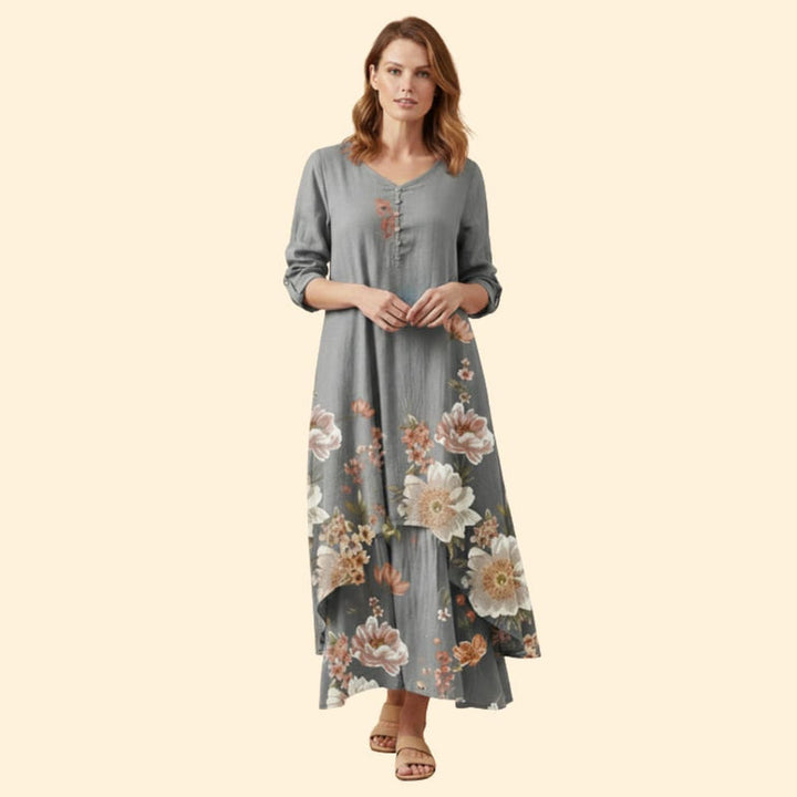 Women’s Floral Dress with V-Neckline