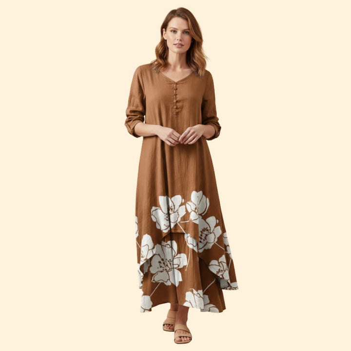 Women’s Floral Dress with V-Neckline