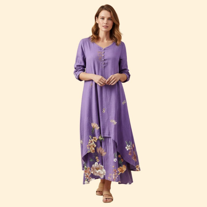 Women’s Floral Dress with V-Neckline
