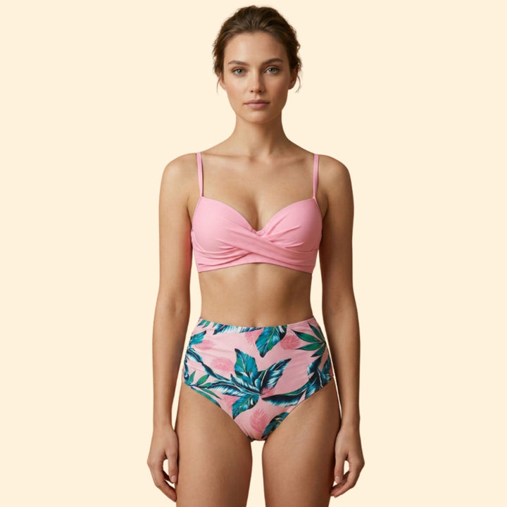 Women’s Floral High-Waisted Bikini with Padded Cups