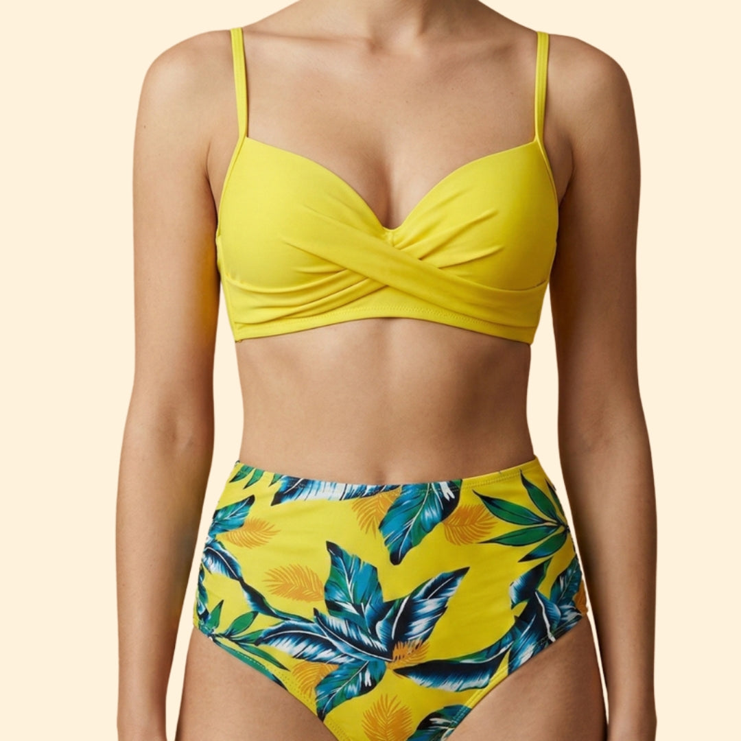 Women’s Floral High-Waisted Bikini with Padded Cups
