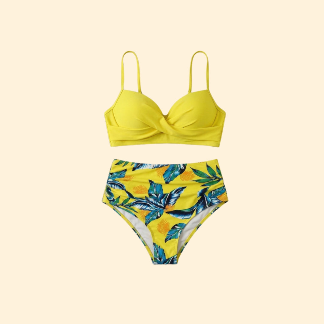 Women’s Floral High-Waisted Bikini with Padded Cups
