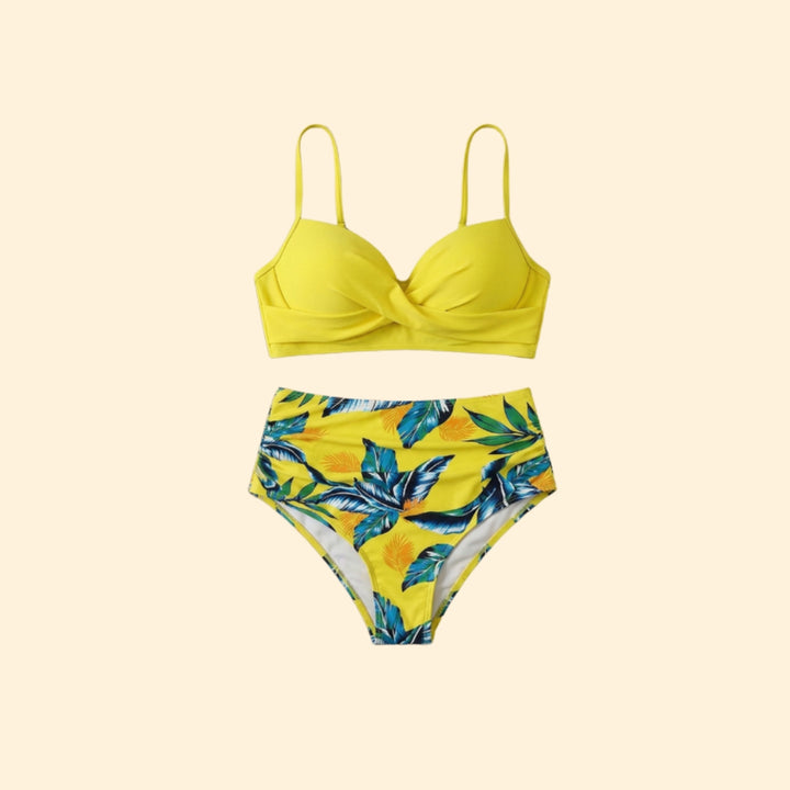 Women’s Floral High-Waisted Bikini with Padded Cups
