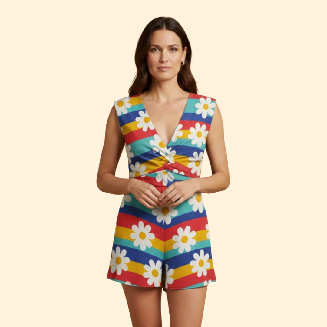 Women's Floral Jumpsuit V-Neck