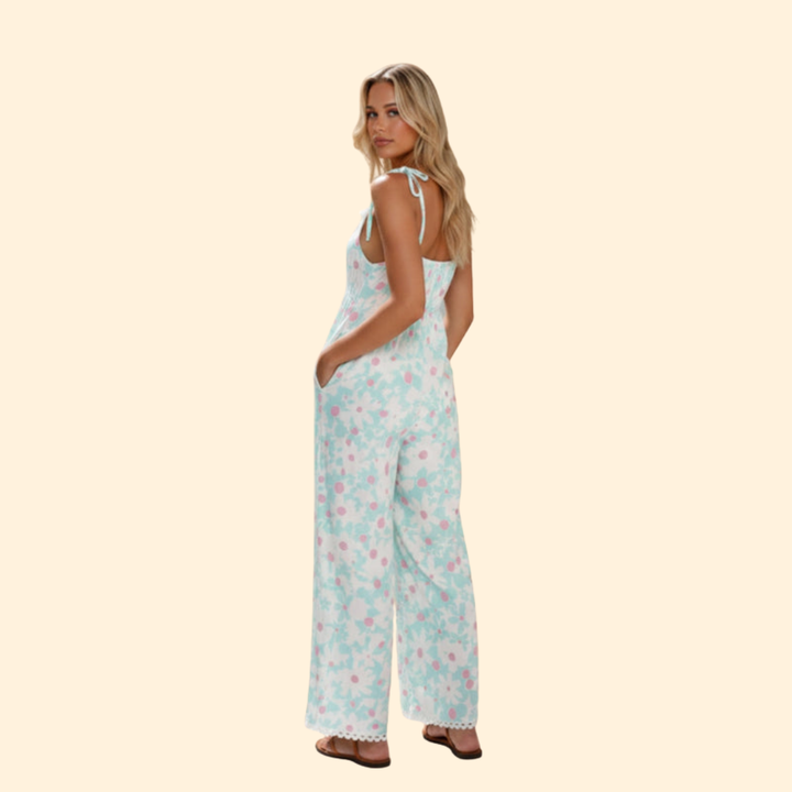 Women’s Floral Jumpsuit Wide-Leg Cut