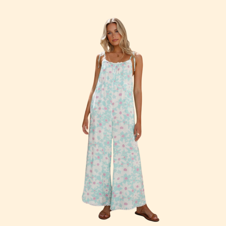 Women’s Floral Jumpsuit Wide-Leg Cut