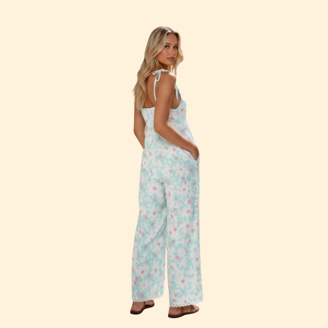 Women’s Floral Jumpsuit Wide-Leg Cut