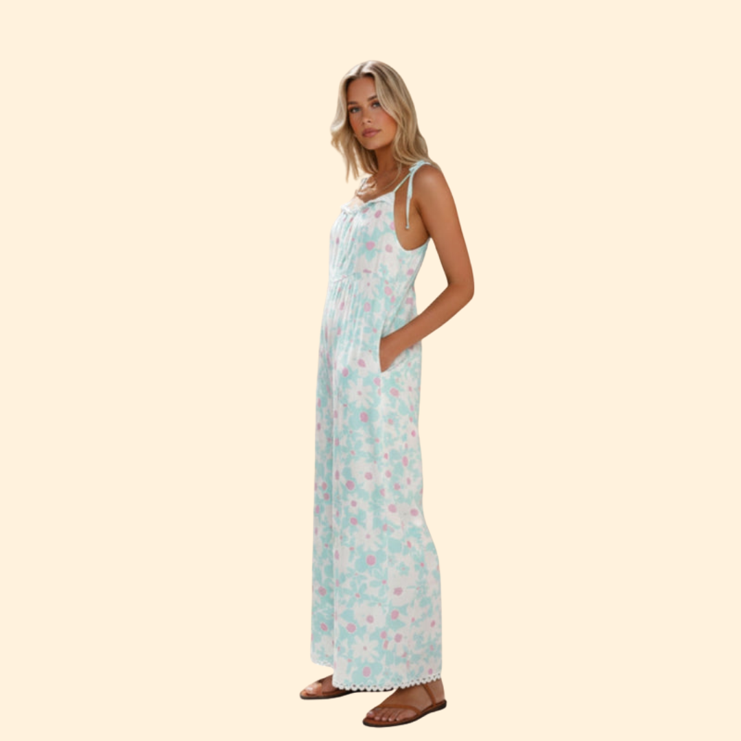 Women’s Floral Jumpsuit Wide-Leg Cut