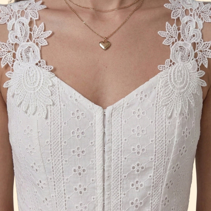Women’s Floral Lace Top with Bow Tie Skirt