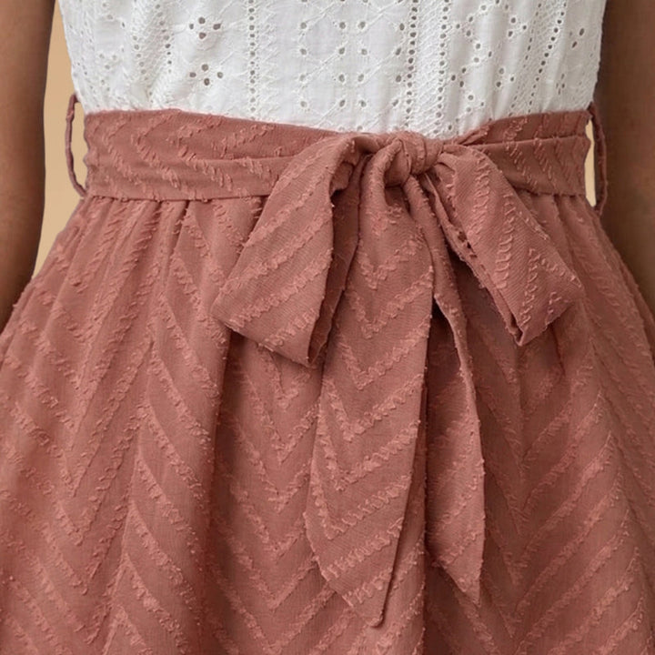 Women’s Floral Lace Top with Bow Tie Skirt