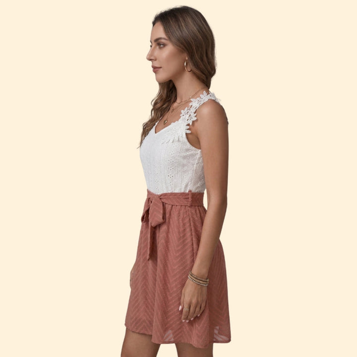 Women’s Floral Lace Top with Bow Tie Skirt